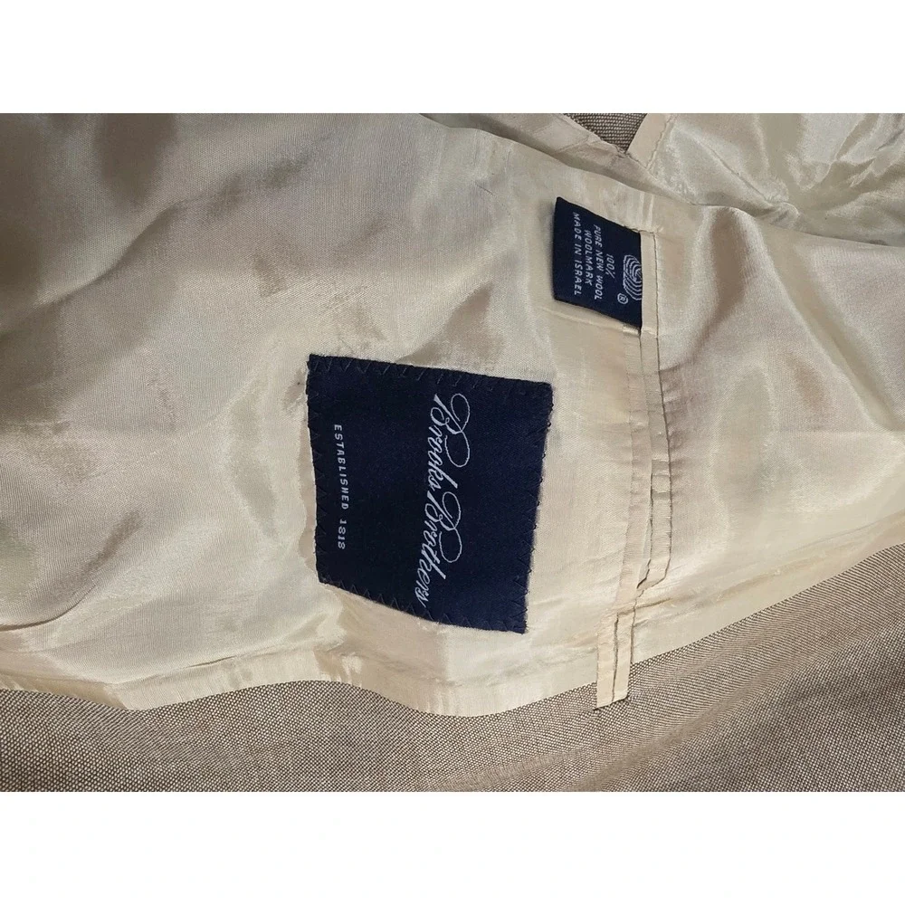 Brooks Brothers Mens 48R Tan Pure New Wool 3 Button Patch Pocket Blazer Sport
